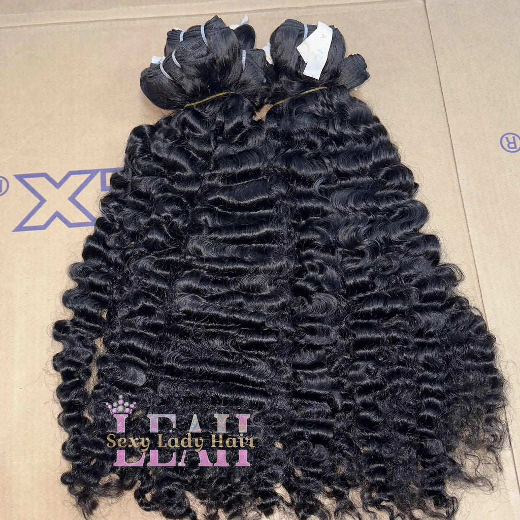100% Unprocessed Raw Human Curly Hair Extensions Raw Wave Weft Bundles Vietnamese Burmese Curly for Party