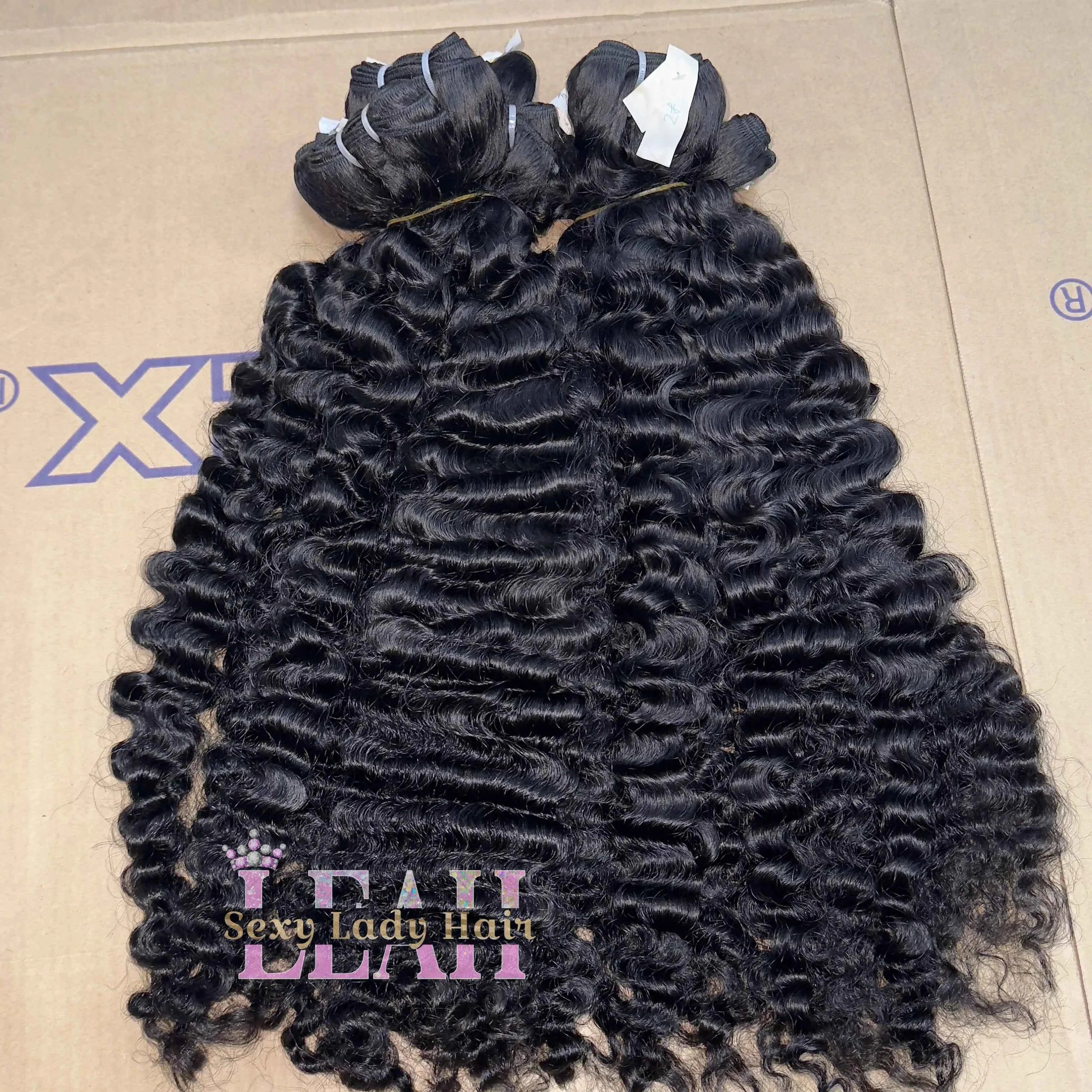 100% Unprocessed Raw Human Curly Hair Extensions Raw Wave Weft Bundles Vietnamese Burmese Curly for Party