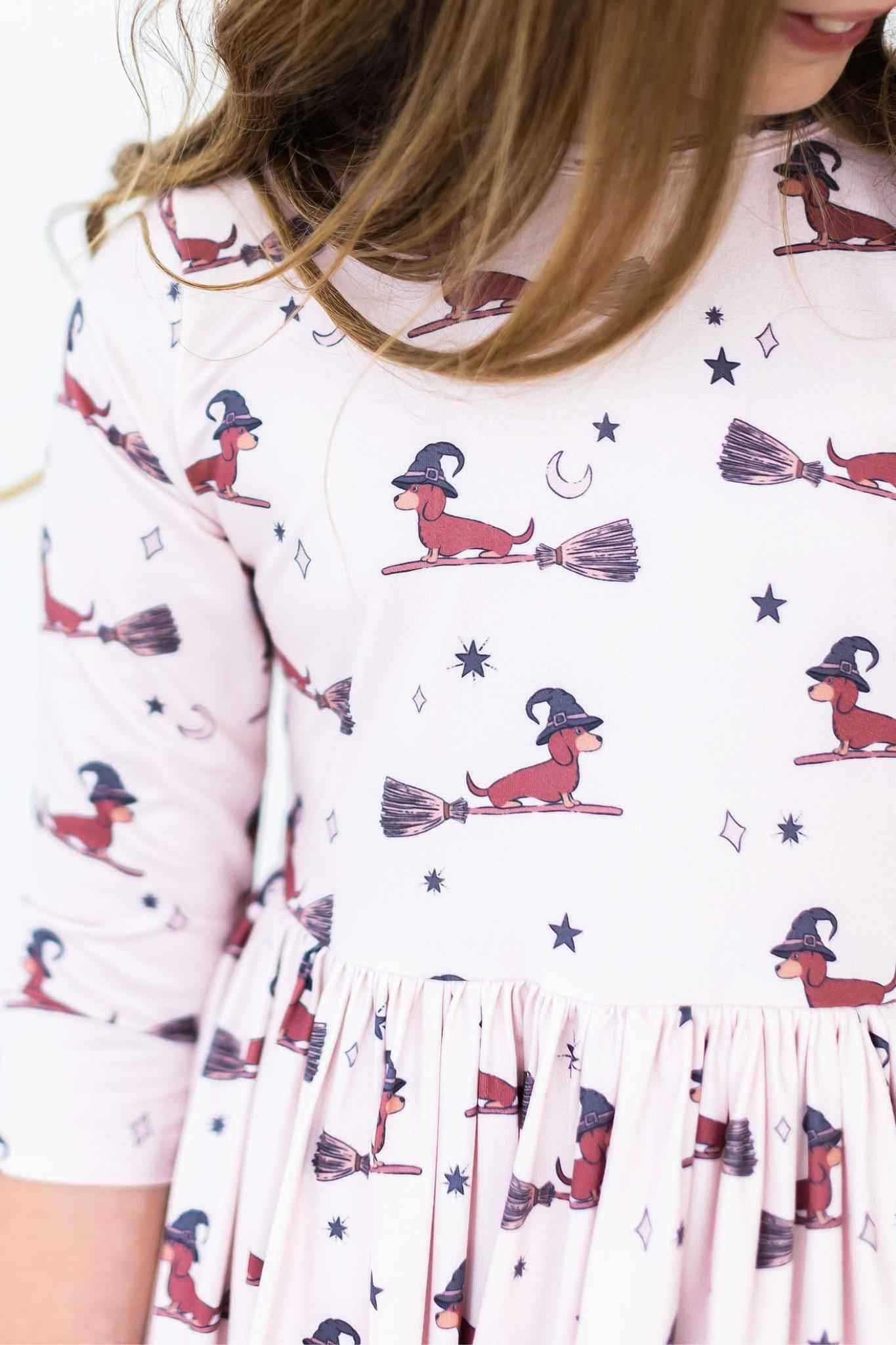Happy Howl-oween 3/4 Sleeve Pocket Twirl Dress