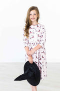 Happy Howl-oween 3/4 Sleeve Pocket Twirl Dress