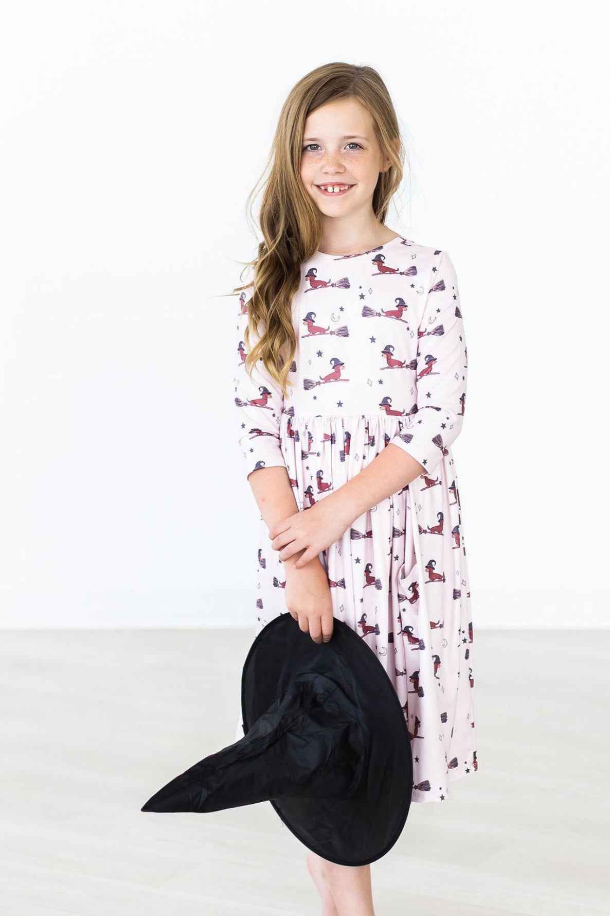 Happy Howl-oween 3/4 Sleeve Pocket Twirl Dress