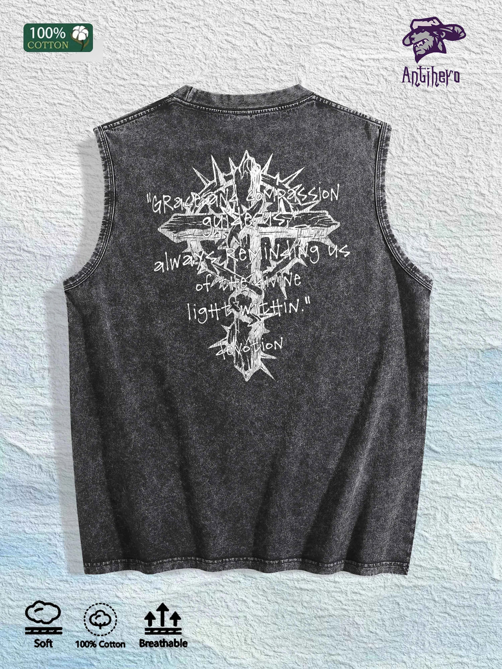 Devotion Religious Graphic Washed Vest US Warehouse 3 Colors Cotton Tank