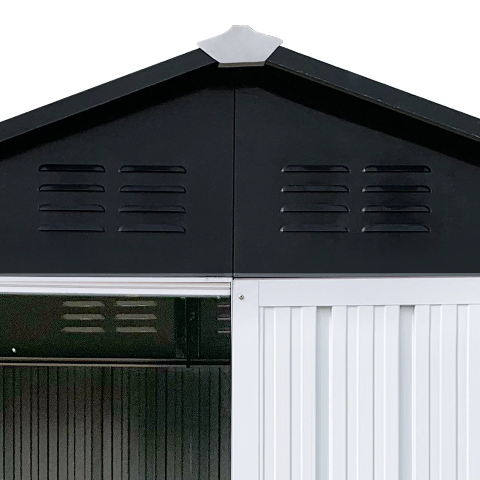 Outdoor Storage Sheds 4X6FT Apex Roof in Black Roof+White Walls With Floor Foundation
