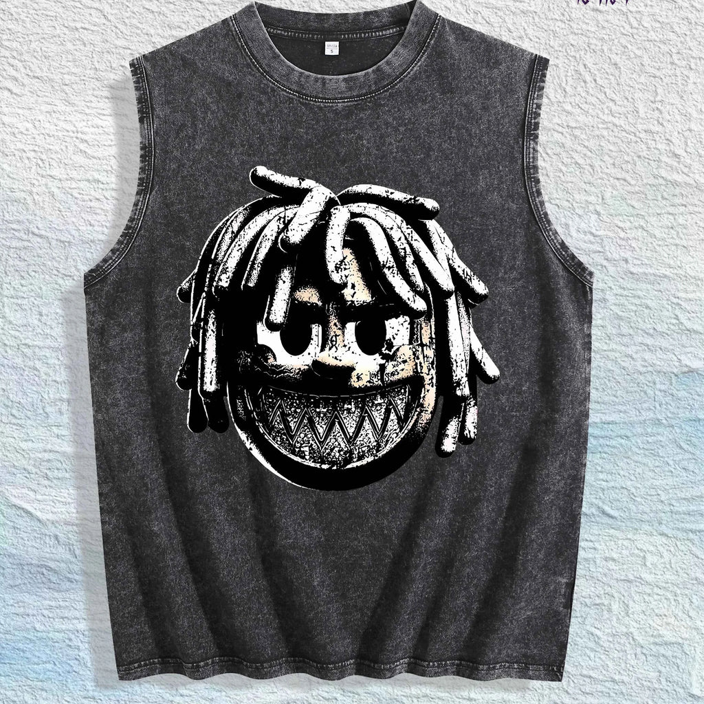 Dreadlocks Character Graphic Washed Vest US Warehouse 3 Colors Cotton Tank