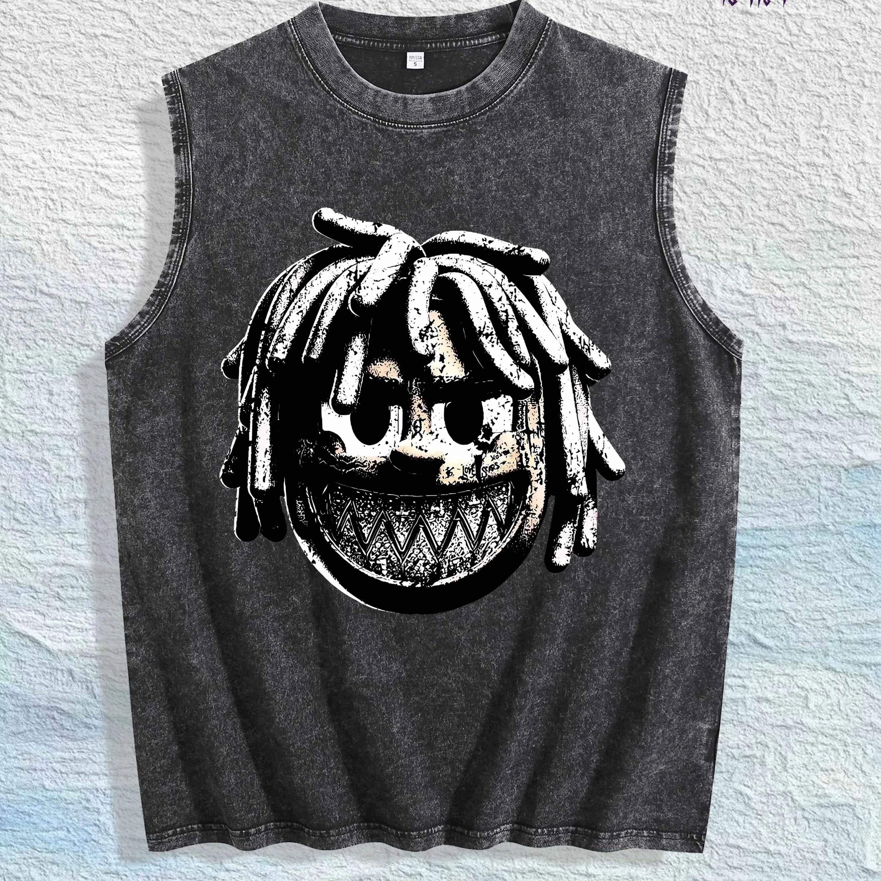 Dreadlocks Character Graphic Washed Vest US Warehouse 3 Colors Cotton Tank