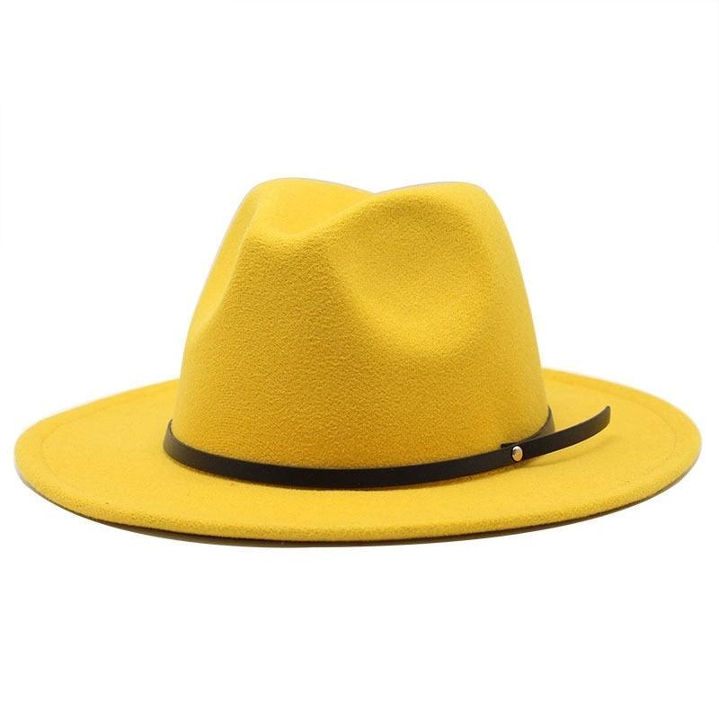 Women Men Wool Vintage Black Fedora Hat With Wide Unique Fedora Hats With Belt Buckle For Men Women Brim Gentleman Elegant Lady Winter Autumn Soft Caps