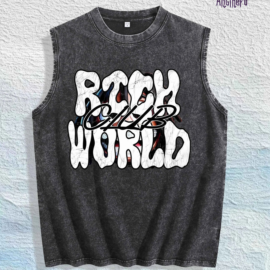 RICH WORLD CLUB Graphic Washed Vest US Warehouse 3 Colors Cotton Tank