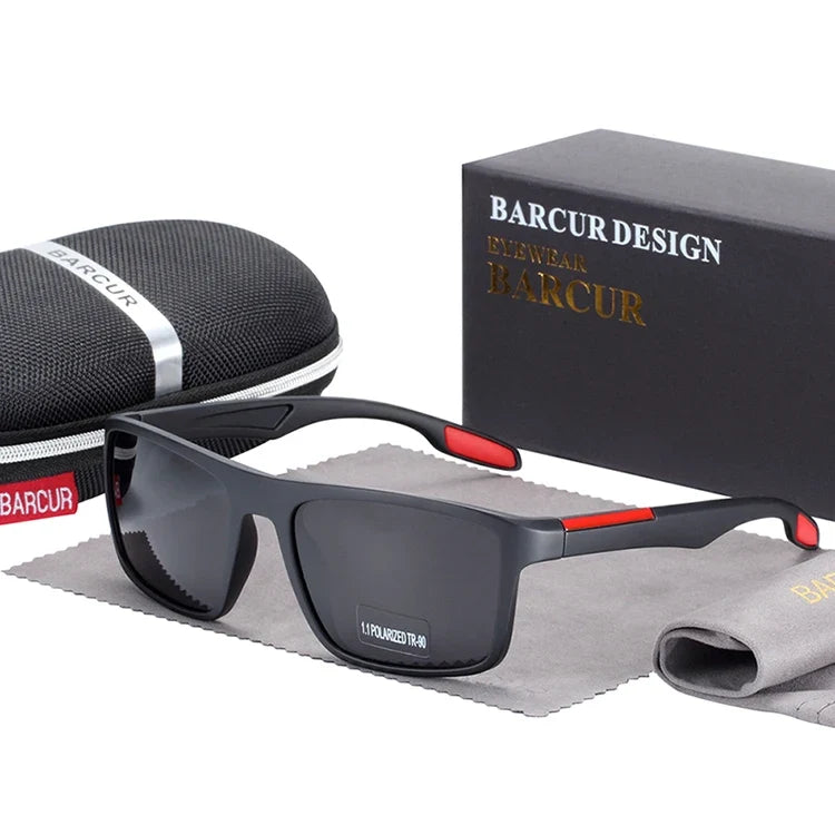 BARCURTR90 Ultralight Polarized Sunglasses for Men Vintage Square Eyewear with UV400 Protection for Summer