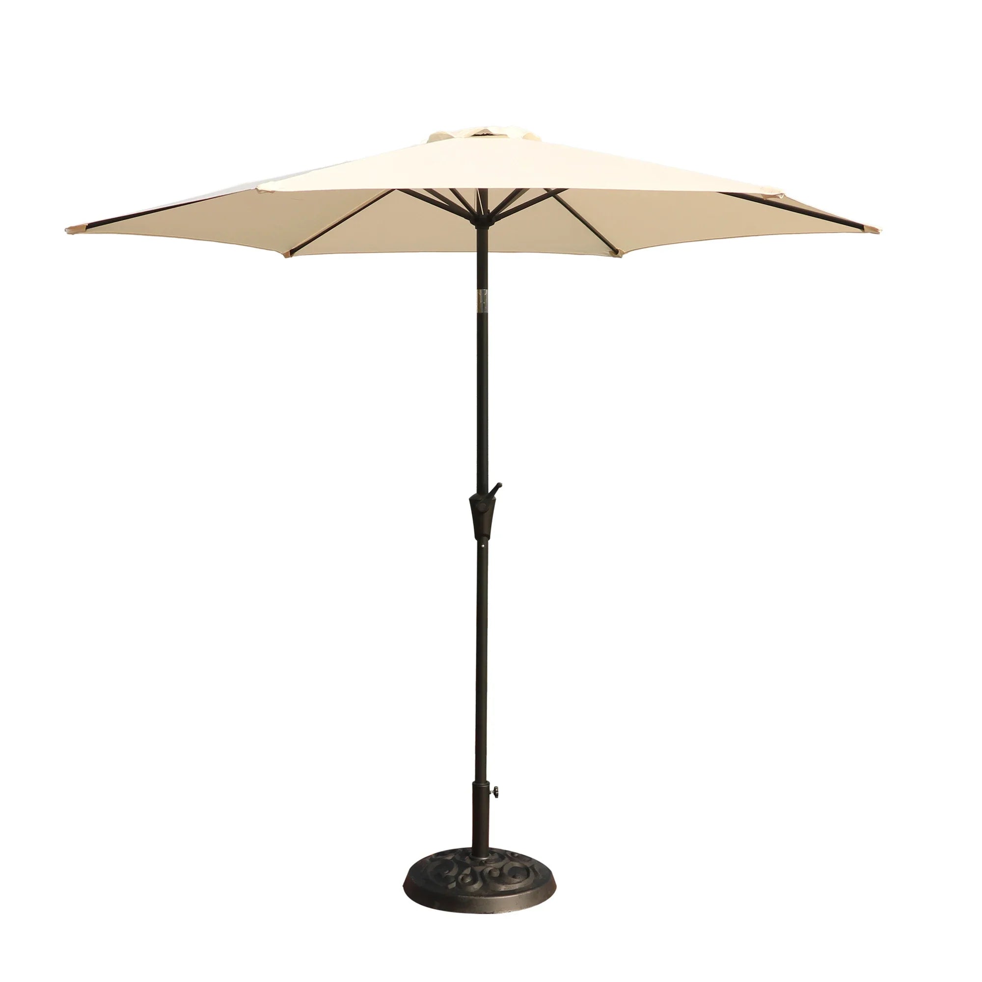 Beige 8.8 Feet Outdoor Aluminum Patio Umbrella Waterproof and Foldable for Courtyard Furniture