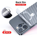 2Pcs Carbon Fiber Matte Back Film For iPhone 14 13 12 Mini 11 Pro XR X XS Max 7 8 Plus SE3 Transparent Scratch Resistant Sticker Slim Fit Clear Transparent 3D Carbon Fiber Back Skin Rear Screen Guard Protector Sticker