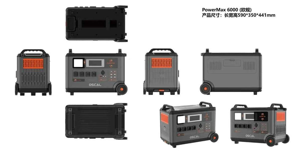 EU Stock PowerMax 6000 Portable Power Station 6000w 57600kWh 120V/240V Dual Voltage Smart APP Control Rugged Oscal Powermax 6000