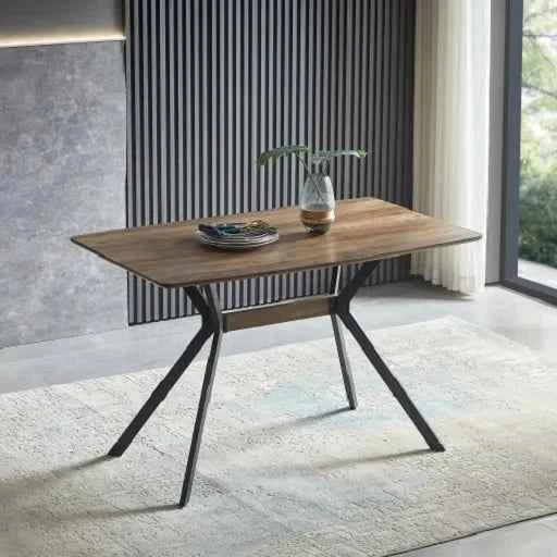 Wood Simple Dining Table with Metal Leg , Eco-friendly Dining Table Set for  Home Kitchecn