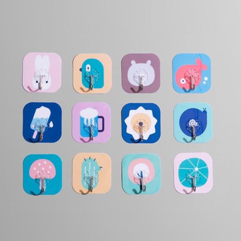 1/5PCS Cartoon Colorful Strong Invisible Anti-skid Hooks Strong Adhesive Door Wall Hangers Kitchen Bathroom Accessories Adhesive Stronger Wall Hook for Kitchen Hanging Wall Hooks for Bathroom