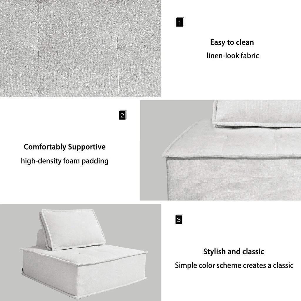 Modern Minimalist Modular Sofa Extremely Simple Tofu Block Design Sponge Small Apartment Living Room Set( Set of 2)