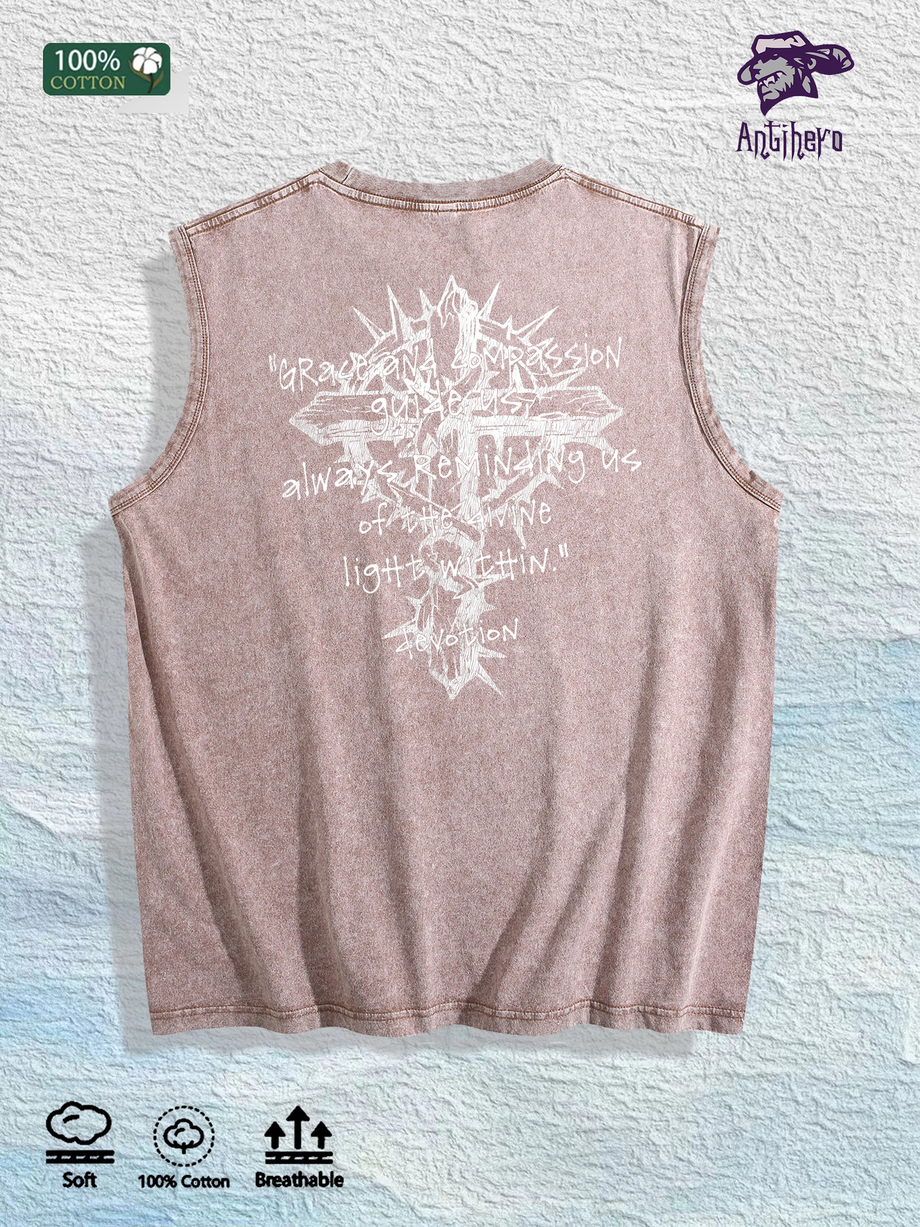 Devotion Religious Graphic Washed Vest US Warehouse 3 Colors Cotton Tank