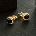 USA Warehouse Square Black Diamond Stud Christmas Gifts Jewelry Men Women 5A Cubic Zirconia 14K Gold Plated Rectangle CZ Earring