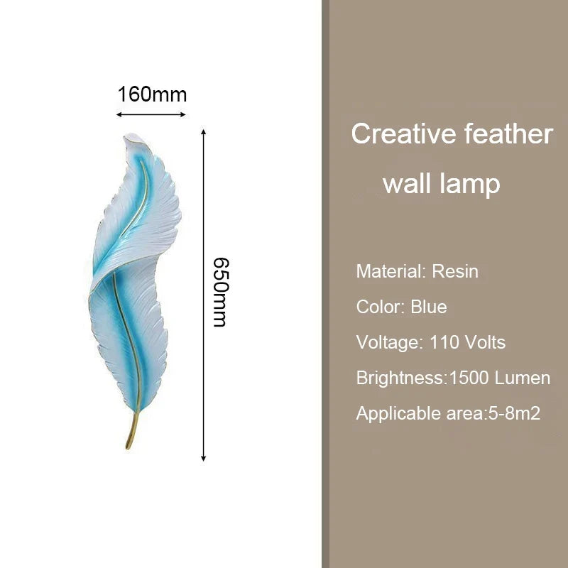 Modern Minimalist LED Luxury Feather Fine Carved Pattern Framed Hanging Channel Decoration Wall Lamps for Bedroom Walls