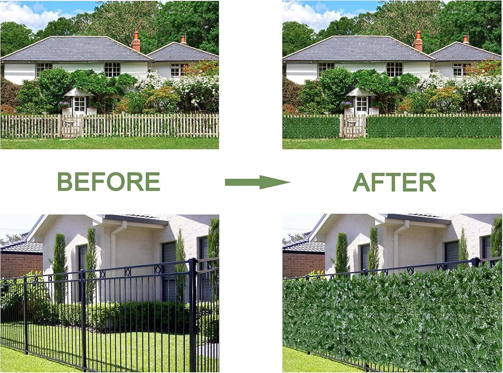 JS UV-Anti Plastic Ivy Leaves Vines Privacy Fence Screen Artificial Grass Wall for Outdoor Decor