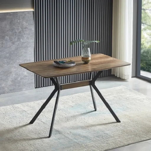 Wood Simple Dining Table with Metal Leg , Eco-friendly Dining Table Set for  Home Kitchecn