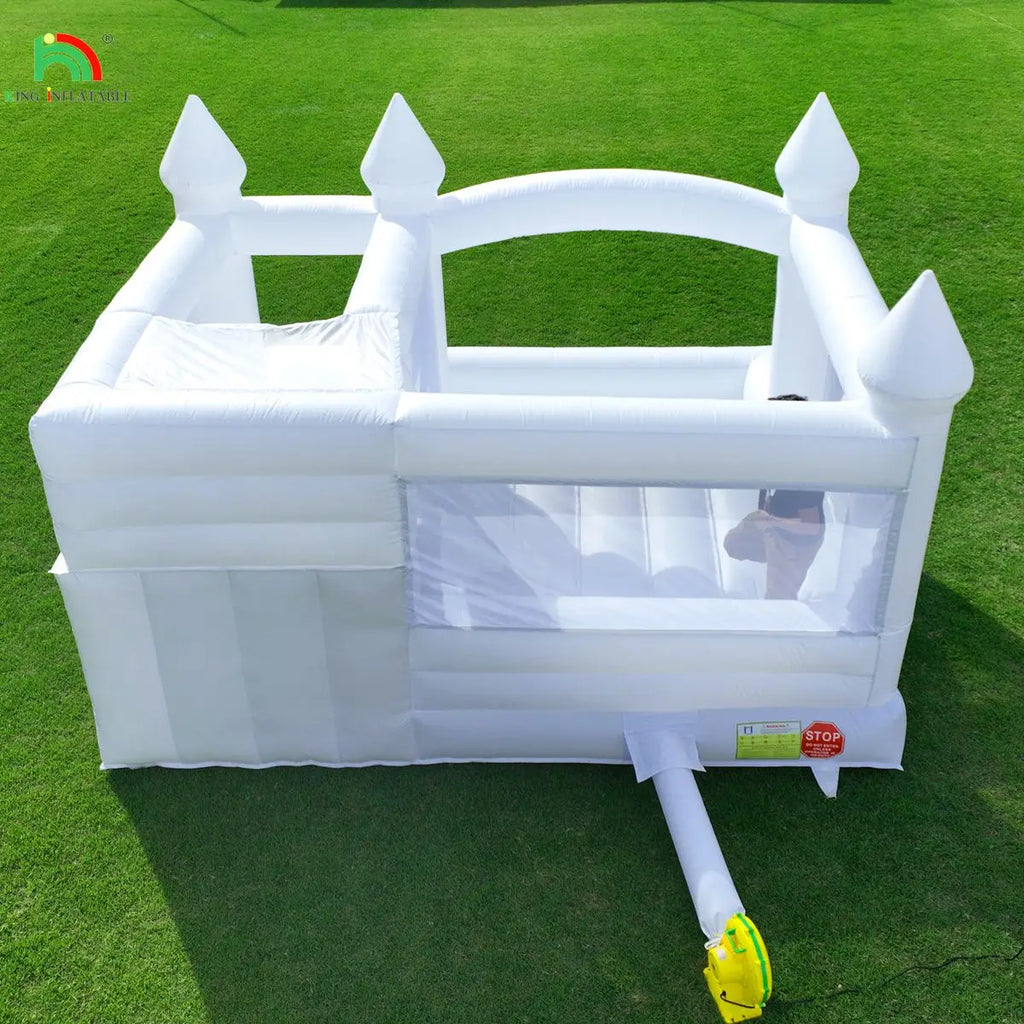 15x15FT 100% PVC White Inflatable Bounce House with Slide, Ball Pit for Kids and Adults Birthday Wedding Party