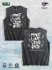 MORE LOVE LESS HATE Graphic Washed Vest US Warehouse 3 Colors Cotton Tank