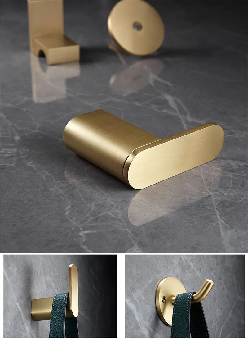 Bathroom Accessories Bathroom Shelf Towel Rack Paper holder Toilet Brush Holder Towel Ranger Brushed Gold Brass Bath Hardware