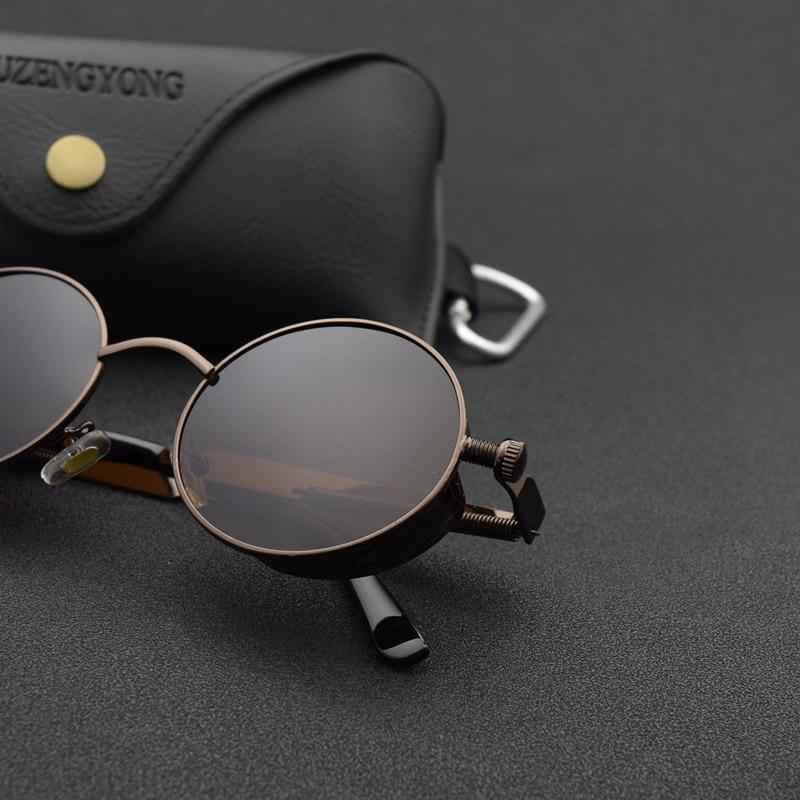 Luxury Popular Retro  Gothic Steampunk Polarized Men and  Women Brand Designer Vintage Round High Quality Metal Frame Sunglasses With UV400 Protection