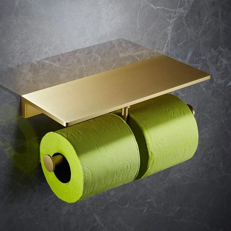 Bathroom Accessories Bathroom Shelf Towel Rack Paper holder Toilet Brush Holder Towel Ranger Brushed Gold Brass Bath Hardware