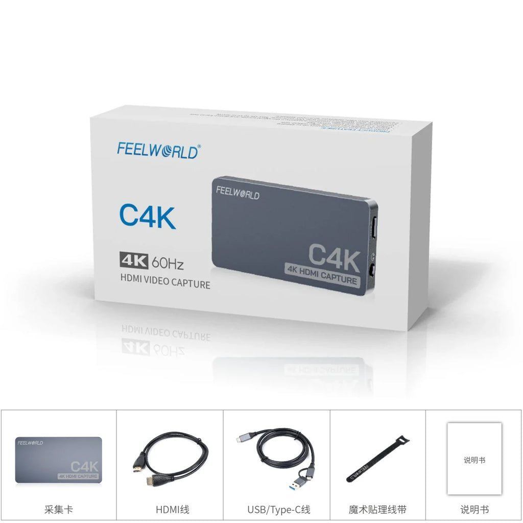 FEELWORLD C4K HDMI Video Capture Card with 4K60 Support VRR Plug and Play for Gaming Streaming Conference