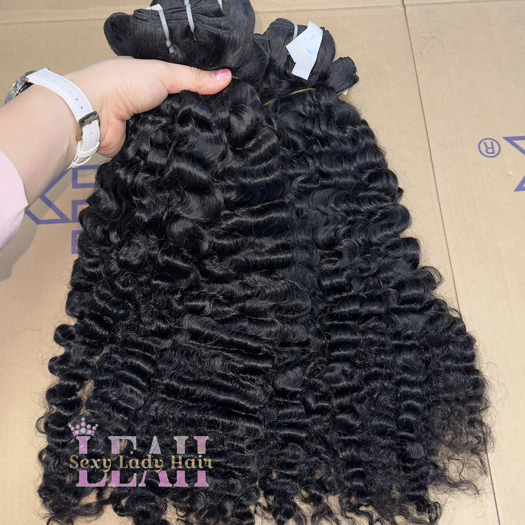 100% Unprocessed Raw Human Curly Hair Extensions Raw Wave Weft Bundles Vietnamese Burmese Curly for Party