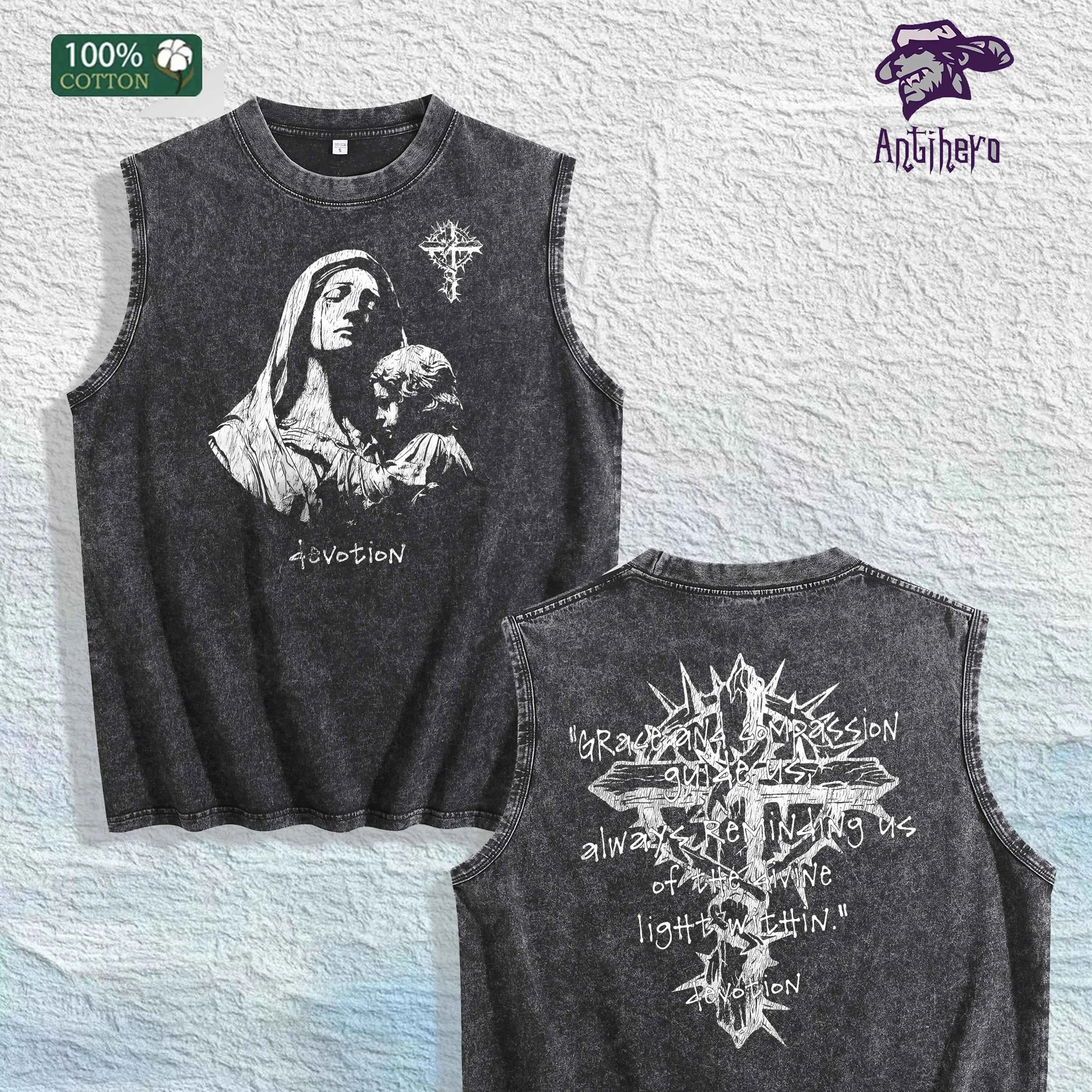 Devotion Religious Graphic Washed Vest US Warehouse 3 Colors Cotton Tank