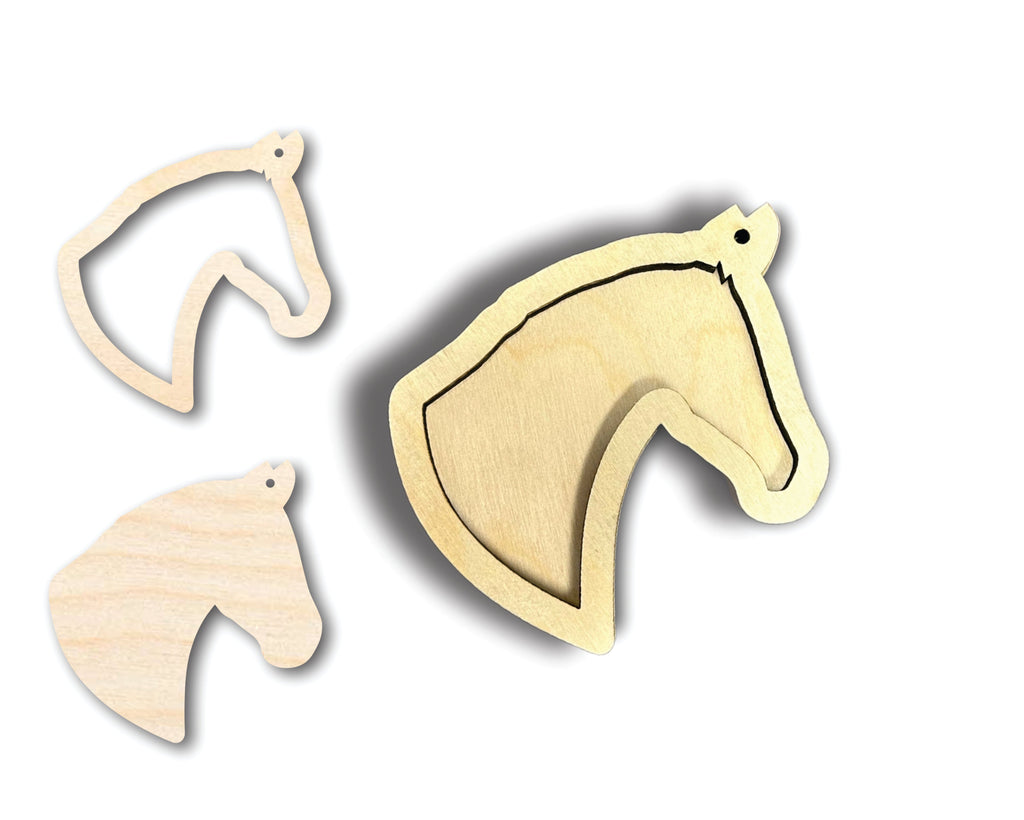 Unfinished Wood 2 Layer Horse Shadowbox Shape | DIY Craft Cutout | up to 46" DIY