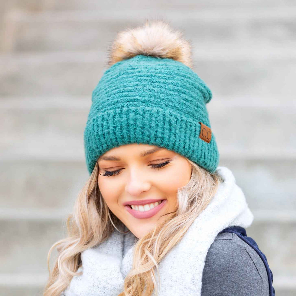 C.C® Ultra Soft Fur Pom Beanie