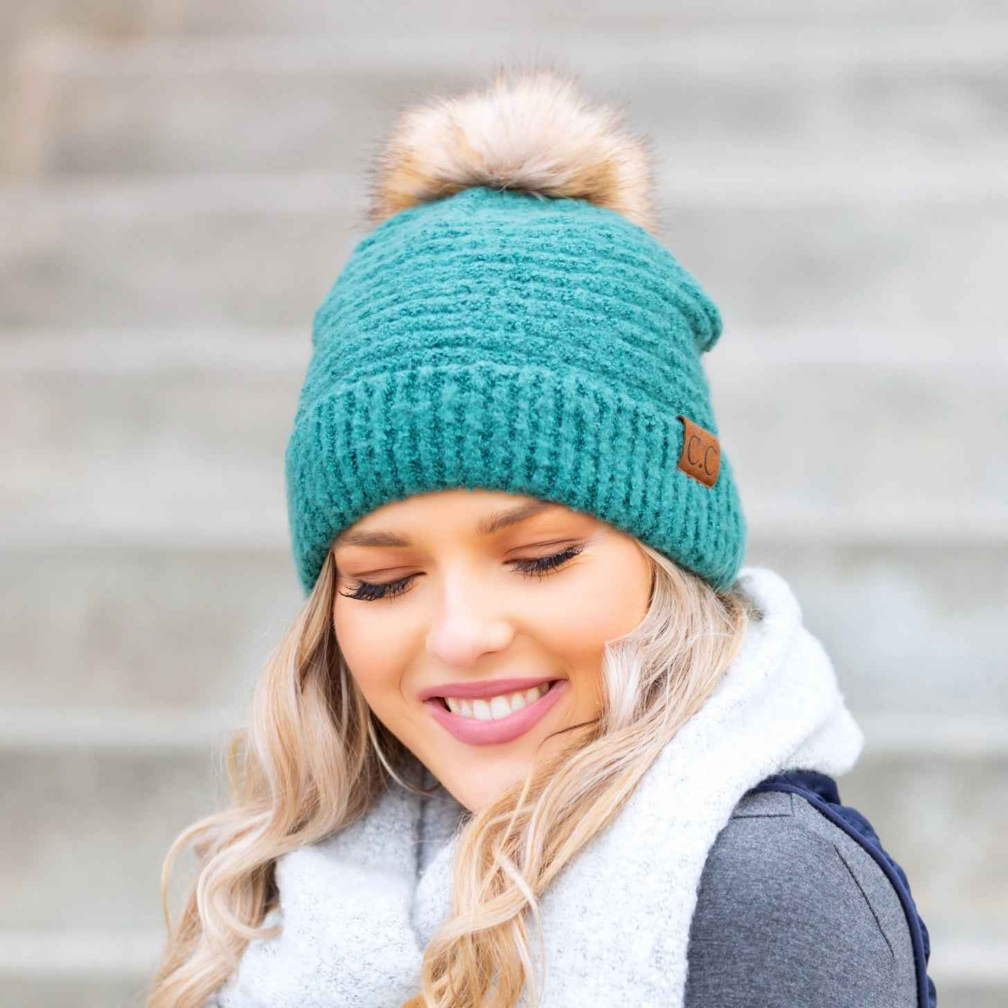 C.C® Ultra Soft Fur Pom Beanie