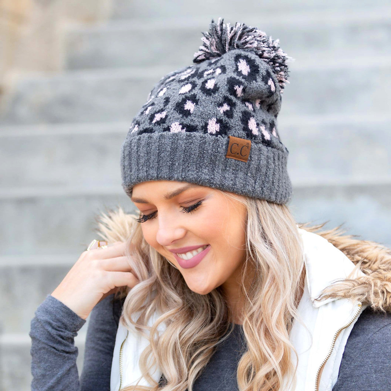 C.C® Leopard Pom Beanie