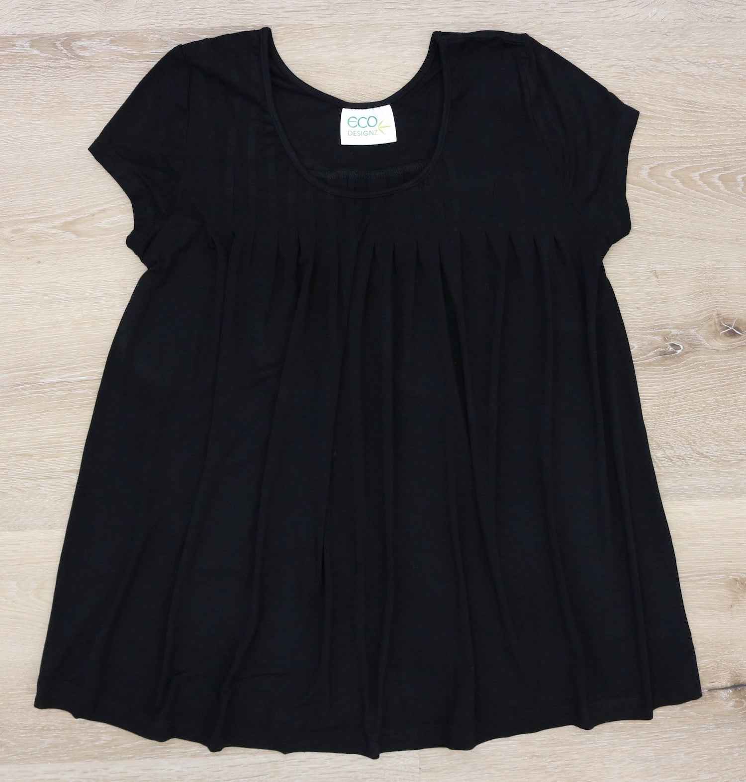 Clearance Women's Bamboo Viscose Pleated Lounge Top Black
