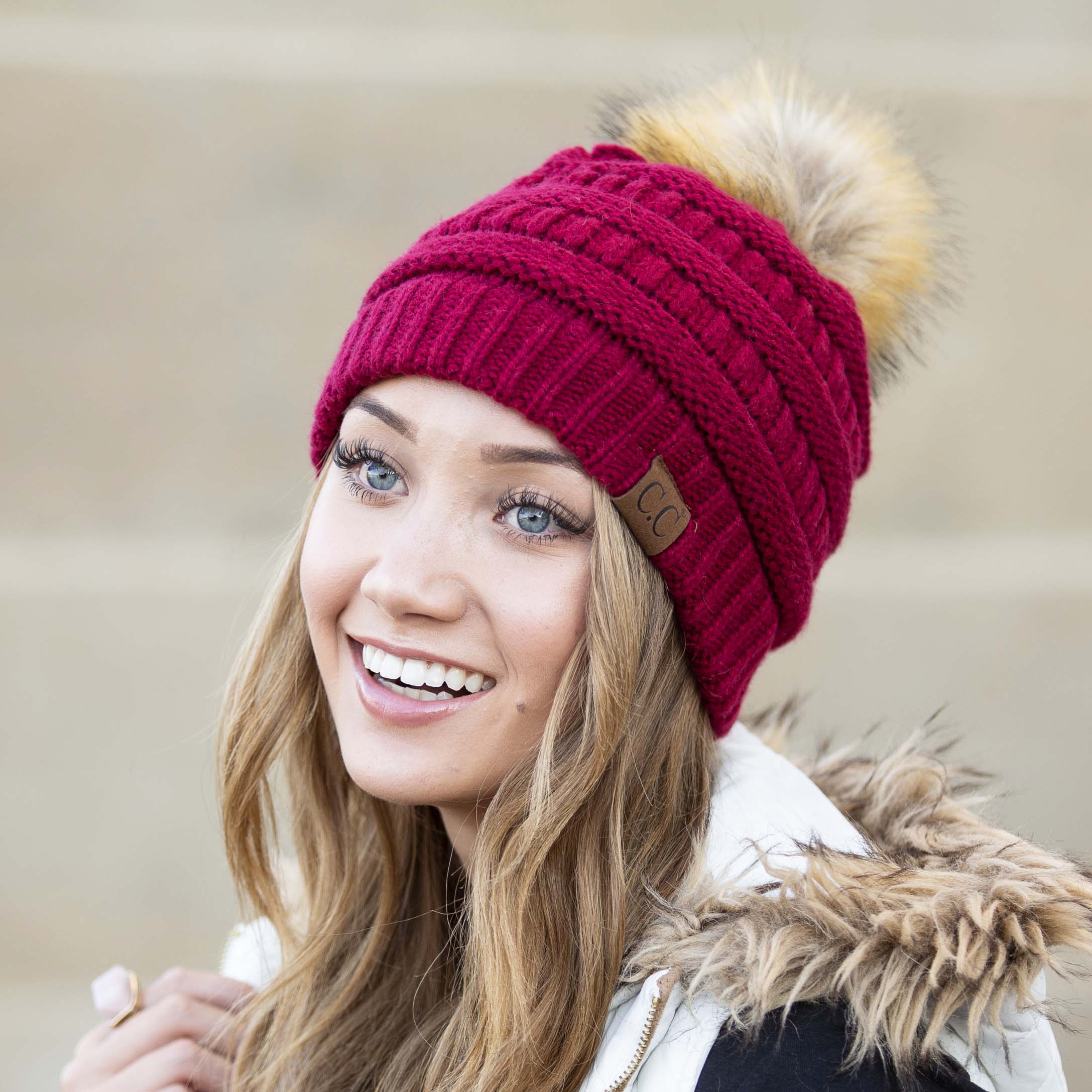 C.C® Fur Pom Beanies