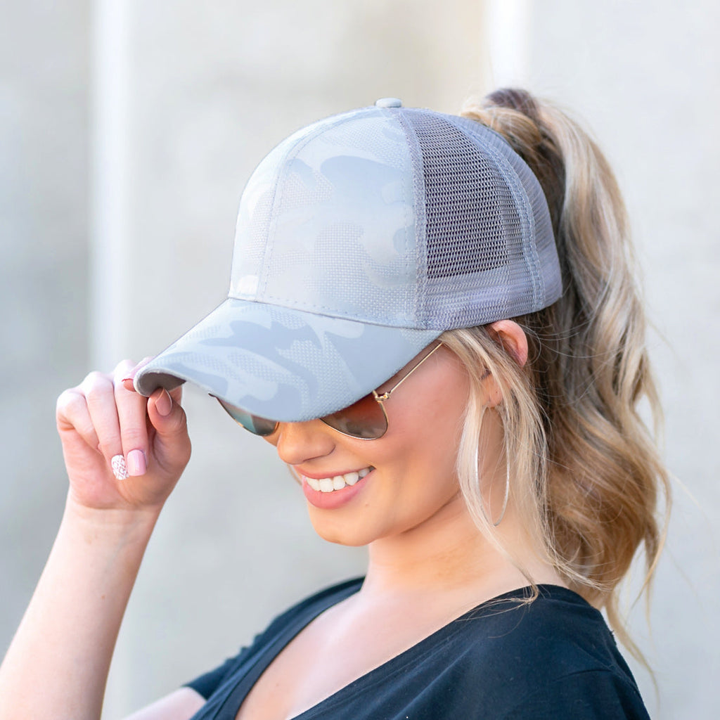Camo Messy Bun Cap