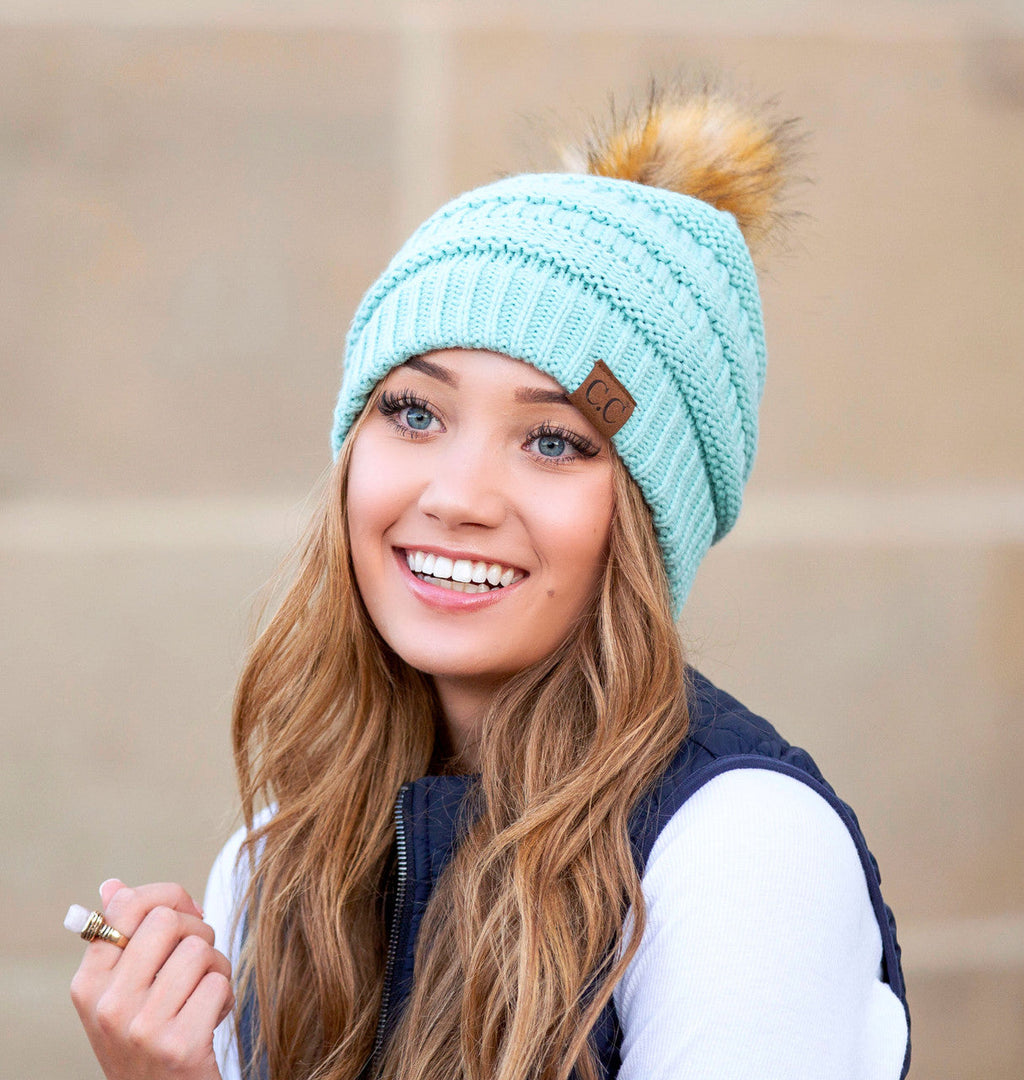 C.C® Fur Pom Beanies