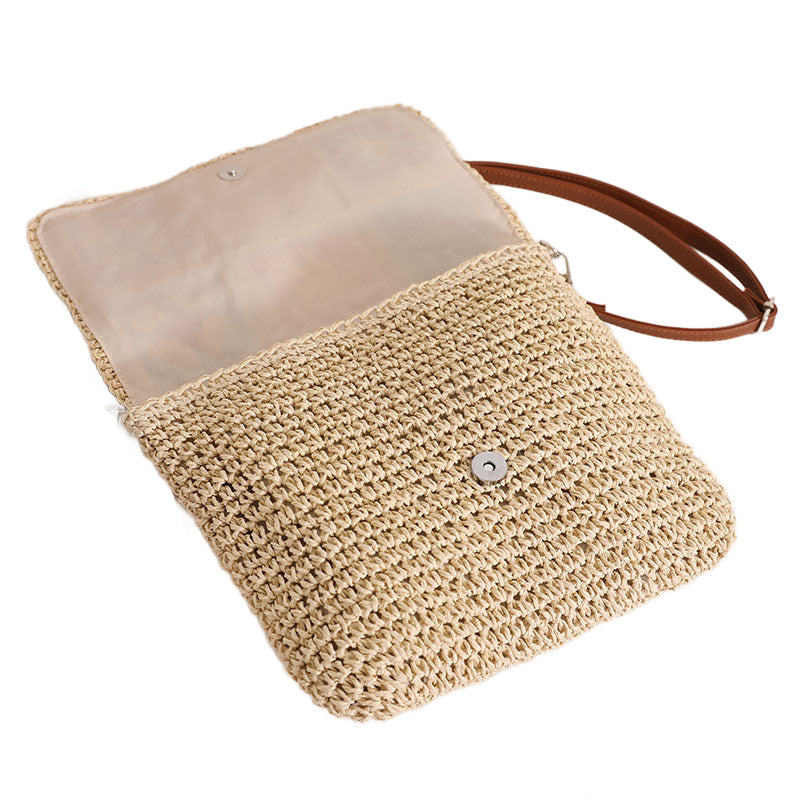 Sylvie Foldover Crochet Woven Crossbody - EveryNest
