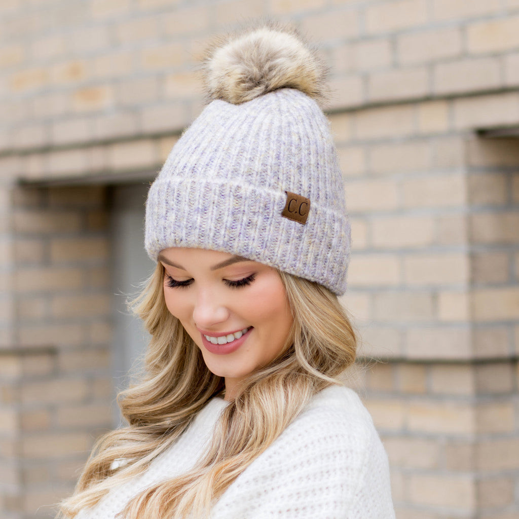 C.C® Cozy Marled Pom Beanie