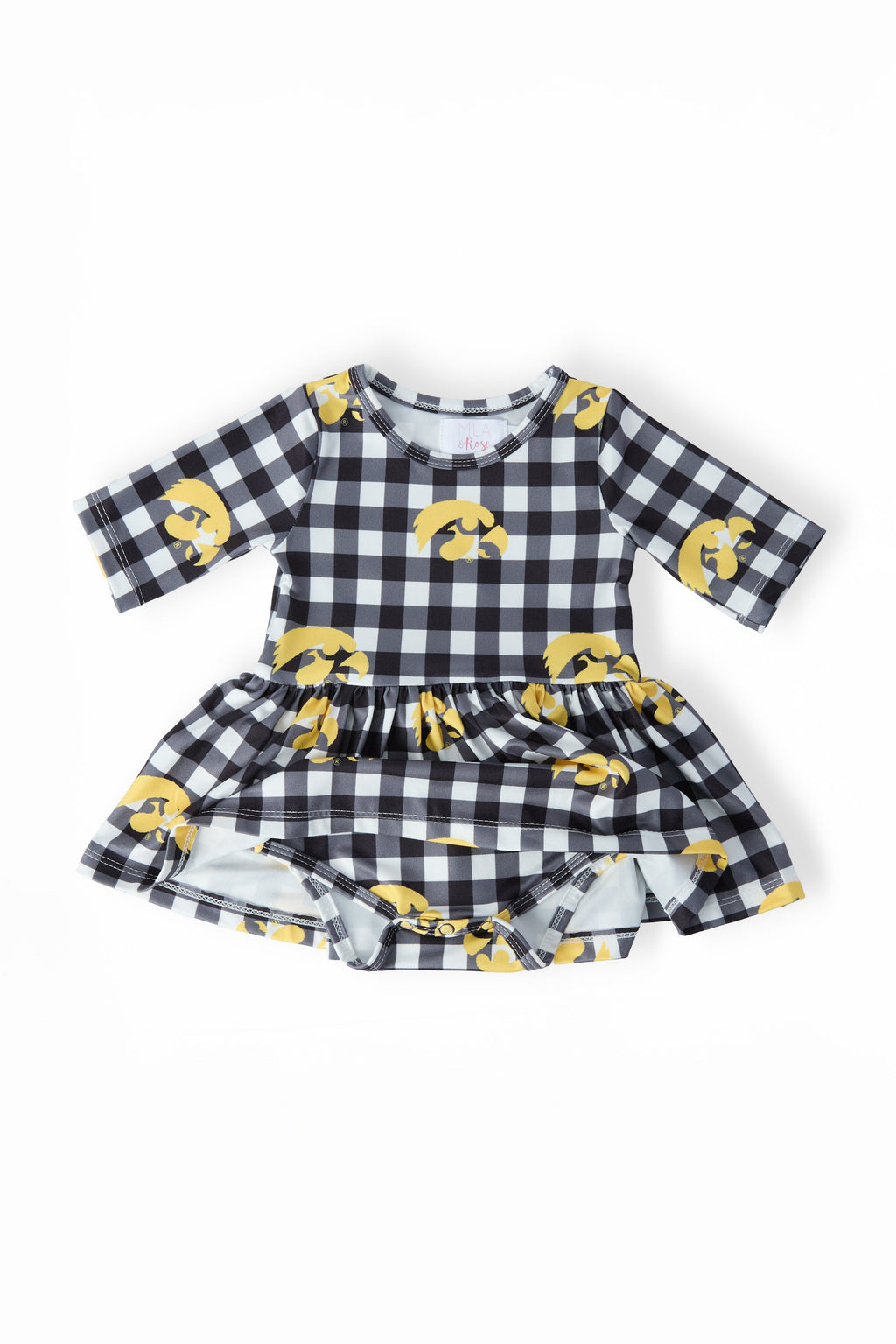 Iowa Plaid Tigerhawk 3/4 Sleeve Twirl Bodysuit