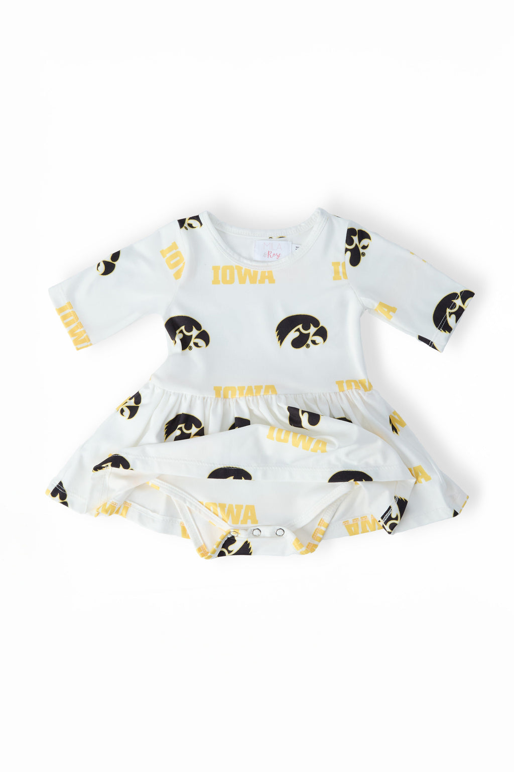 Iowa White Tigerhawk 3/4 Sleeve Twirl Bodysuit