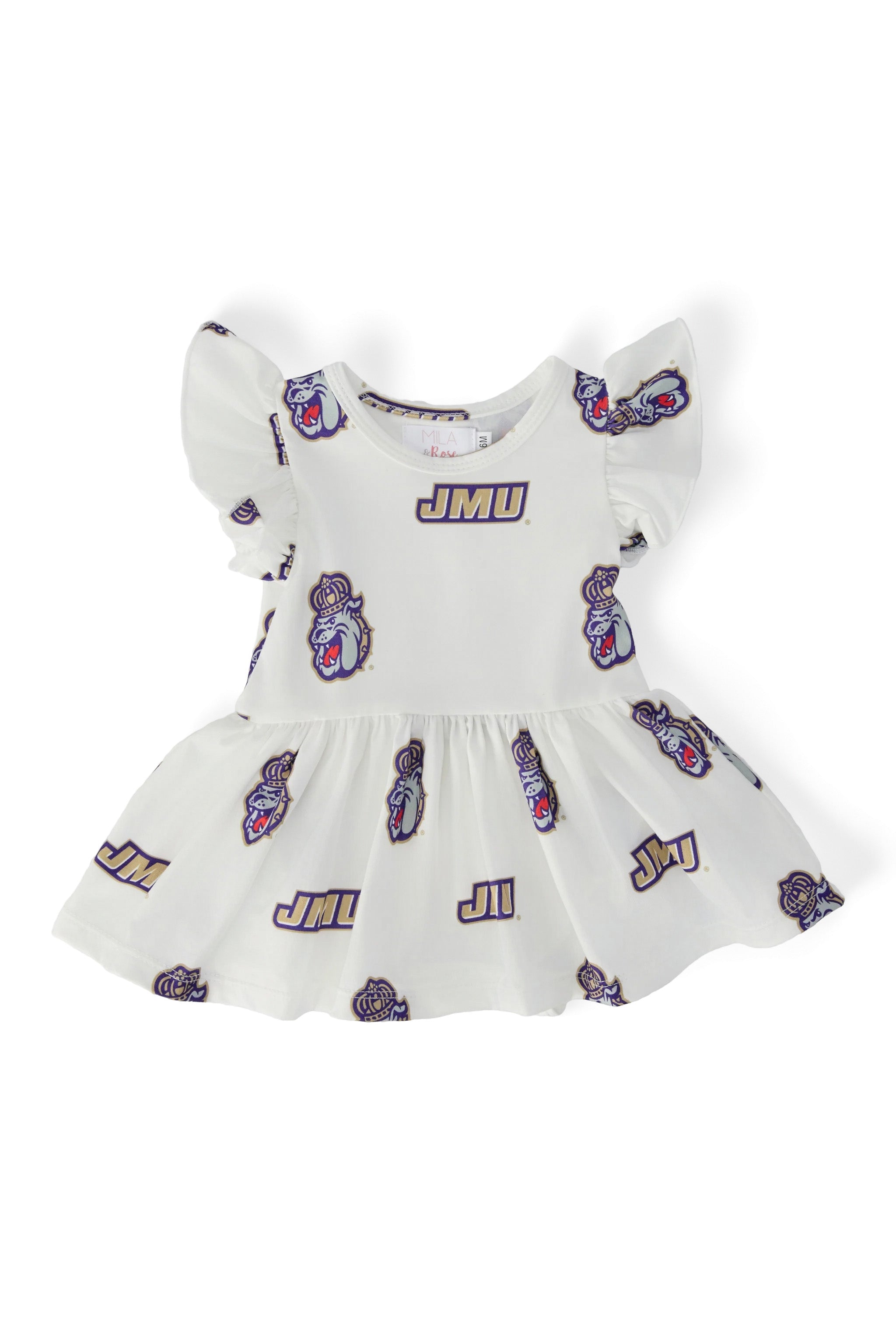 JMU White Duke Dog S/S Flutter Twirl Bodysuit