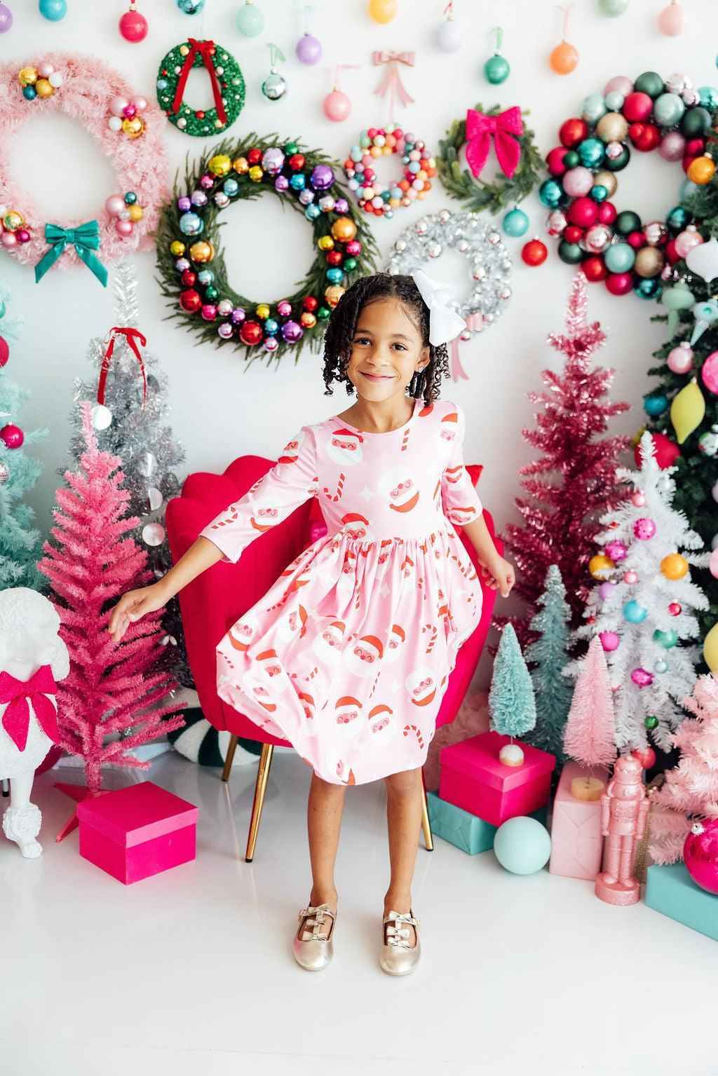 Jingle Bells 3/4 Sleeve Pocket Twirl Dress