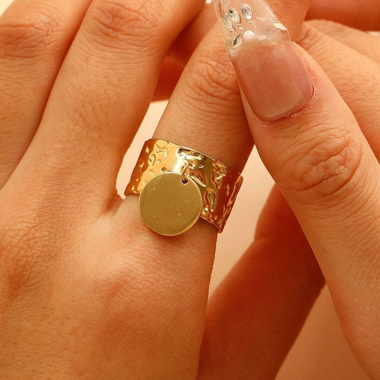 Stainless Steel Round Pendant Open Ring