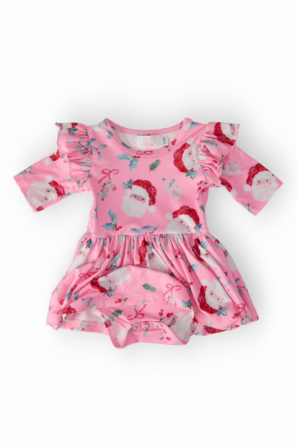 Jolly Old Saint Nick 3/4 Sleeve Flutter Twirl Bodysuit