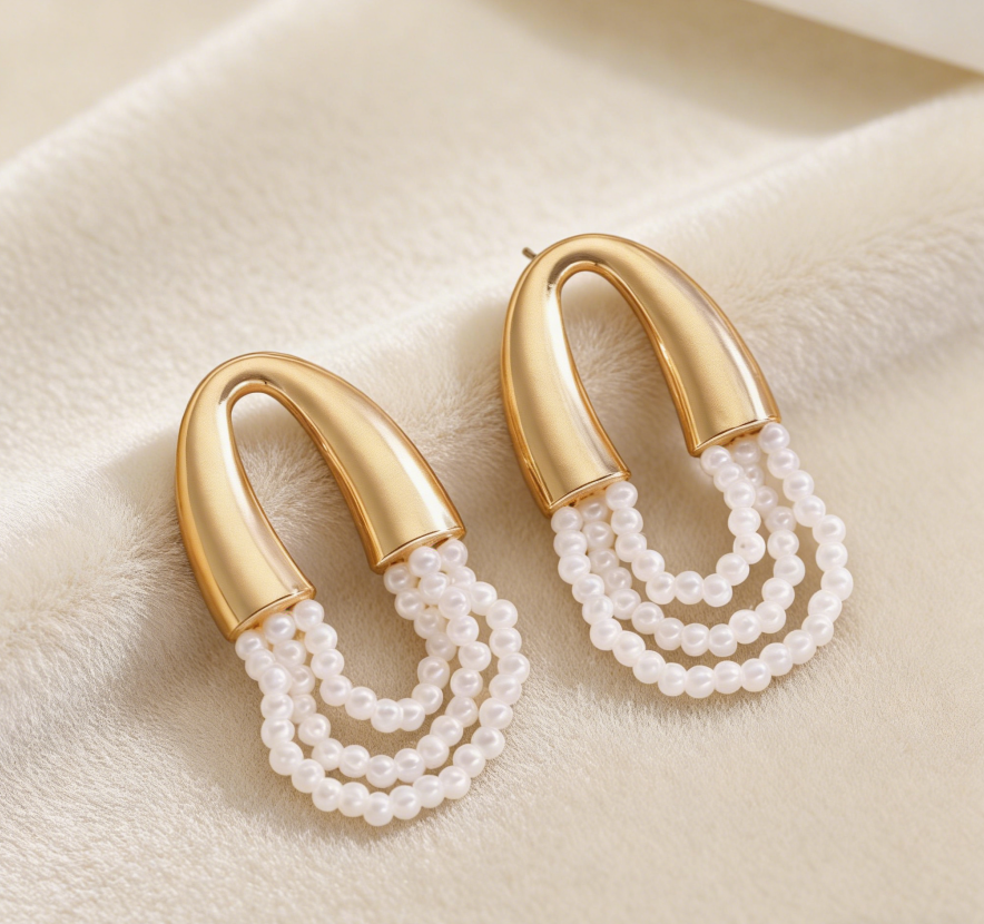 French Vintage Multi-Layer Pearl Tassel Earrings