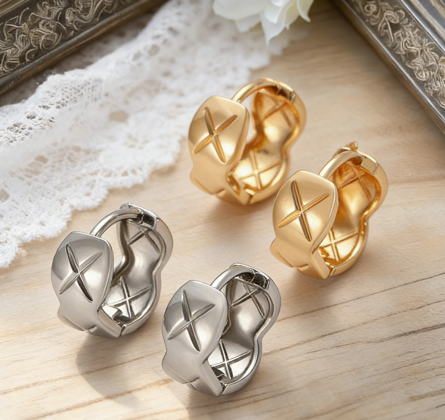 Delicate Diamond-Cut Zircon Hoop Earrings