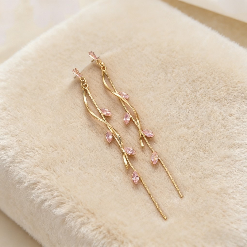 Vintage Long Zircon Tassel Earrings